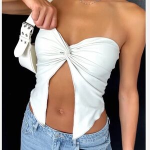 White Fox Boutique White Twist Front Crop Top